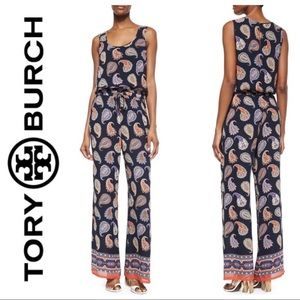 Tory Burch Silk Paisley Print Jumpsuit